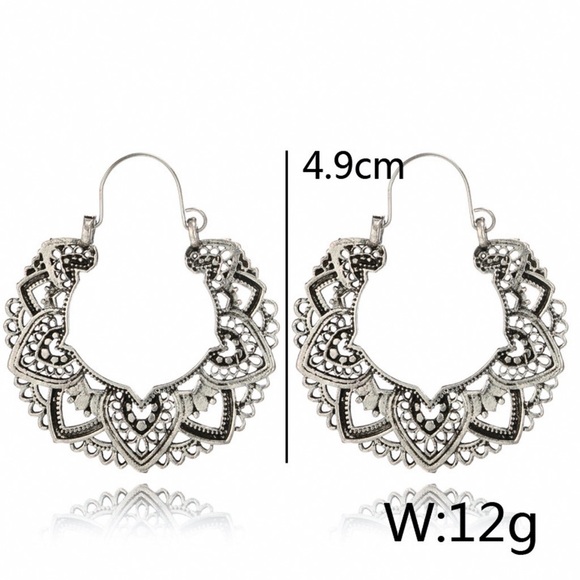 Any 2/$20! Silver Filagree Boho Hoop Earrings - Picture 6 of 8